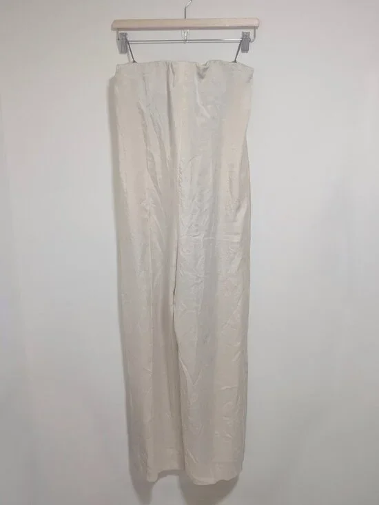 Zara | Strapless Lyocell Wide Leg Romper In Champagne - Picture 2 of 14